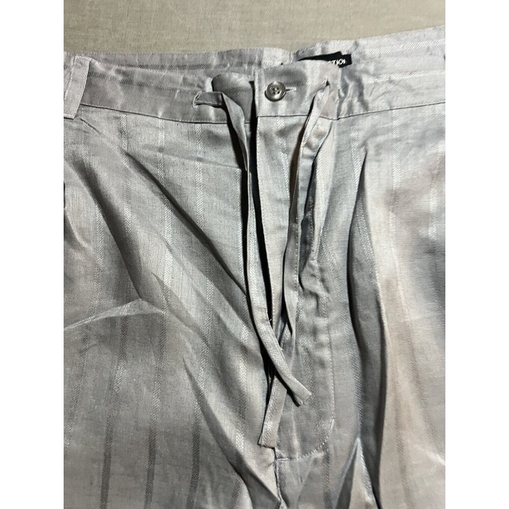 Delf Collection Shorts Mens 46 Gray Linen Drawstrings Pocketed Zip Button Men. - Picture 2 of 10